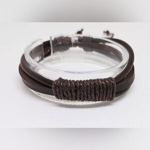 Men's bracelet leather‎ layered brown new e7